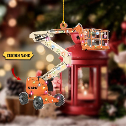 Personalized Boom Lifts Christmas Light Ornament, Custom Name Manlift Ornament ON1384