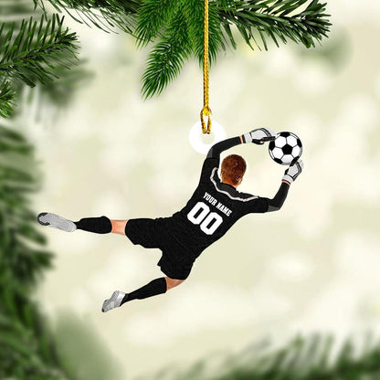 Personalized Soccer Goal Keeper Christmas Ornament, Custom Name Soccer Lover Ornament ON1689