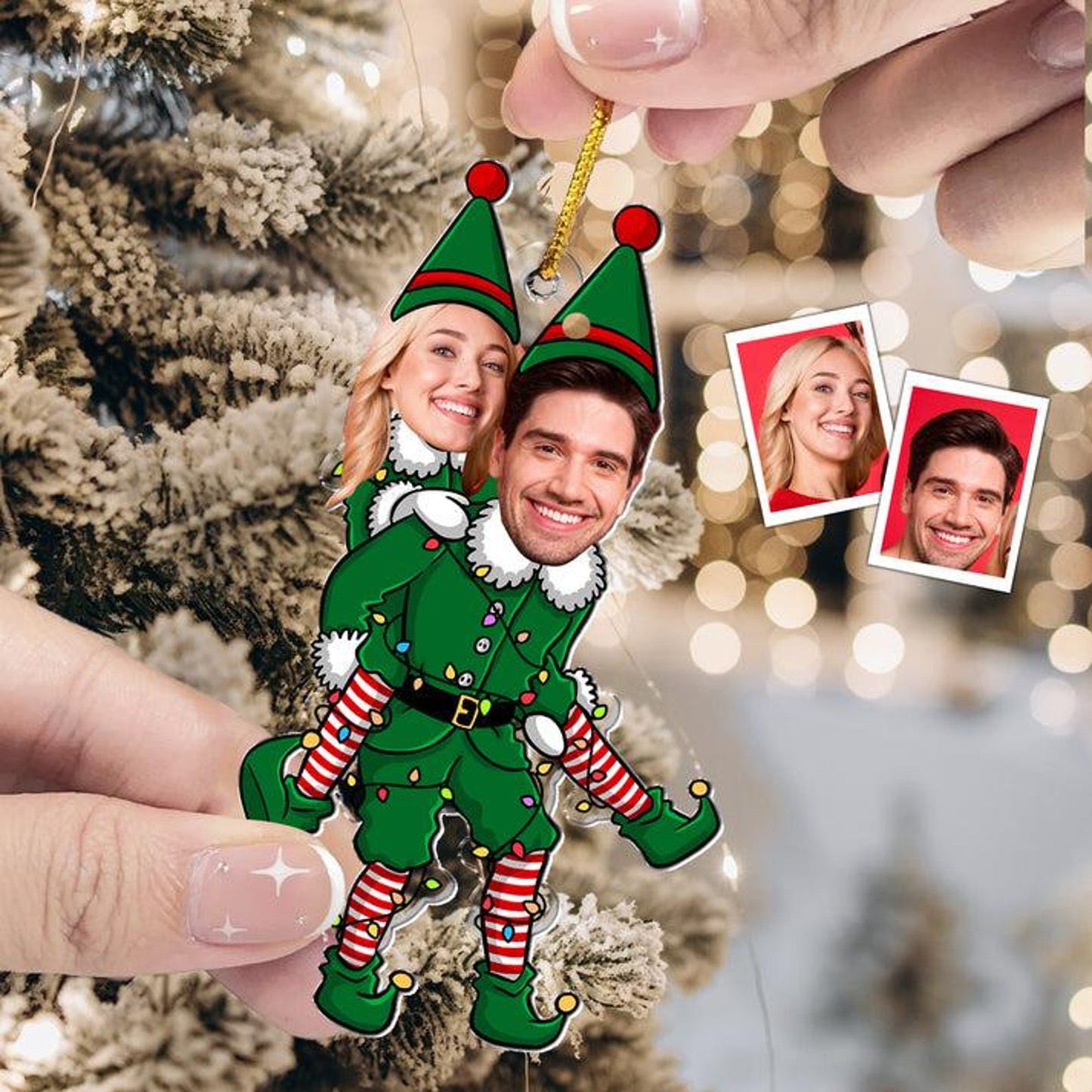 Custom Face Photo Couple Christmas Ornament, Personalized Couple Christmas Ornament 2024 ON1032