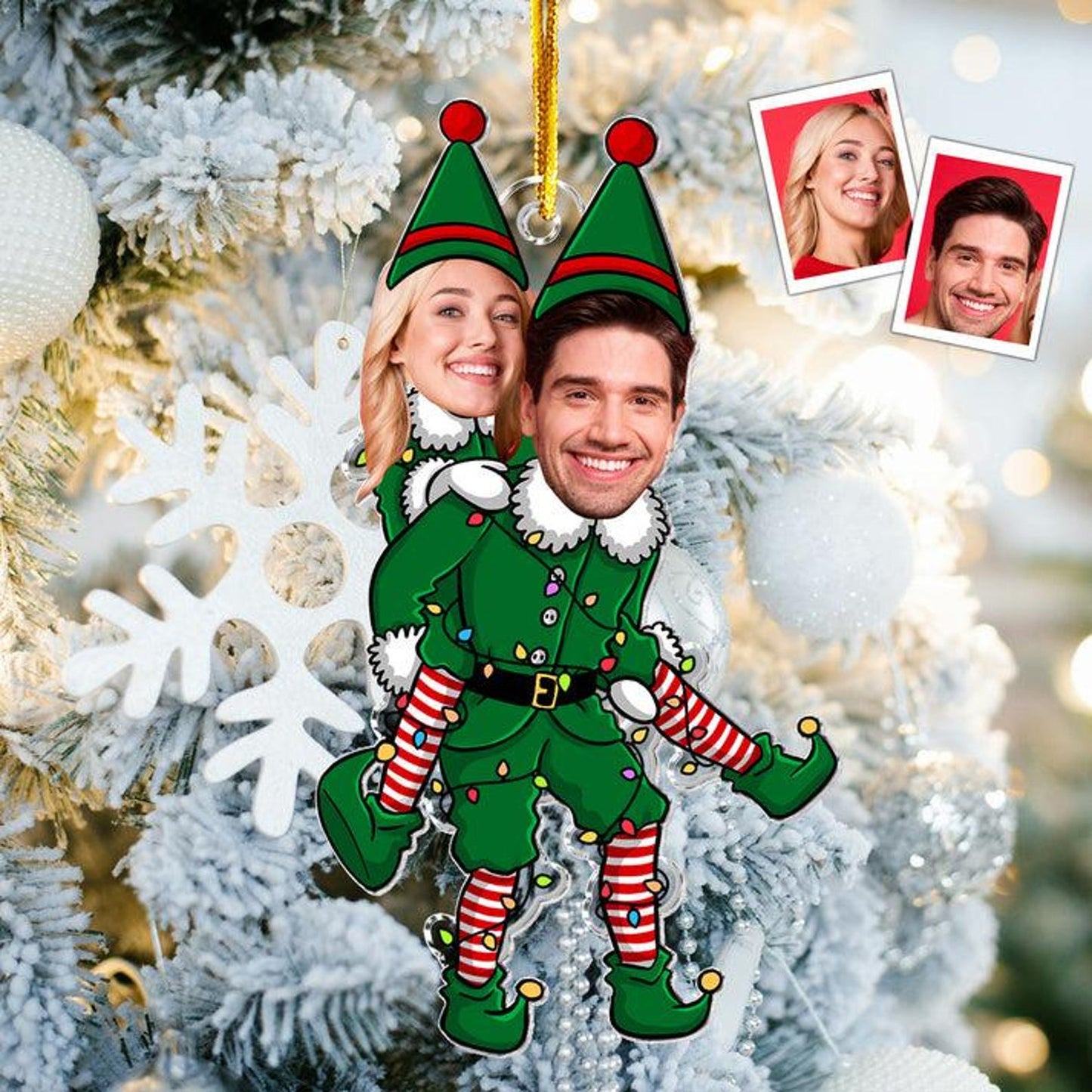 Custom Face Photo Couple Christmas Ornament, Personalized Couple Christmas Ornament 2024 ON1032