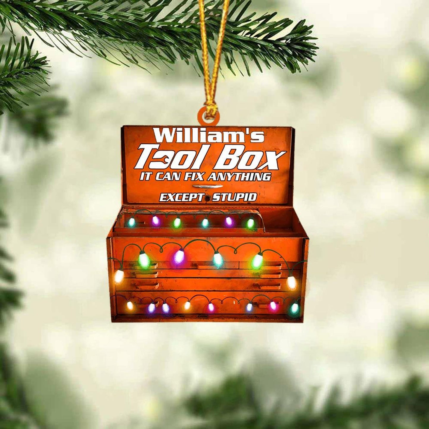 Personalized It Can Fix Anything Except Stupid Auto Mechanic's Tool Box Christmas Ornament, Custom Auto Mechanic Ornament With Name ON1034