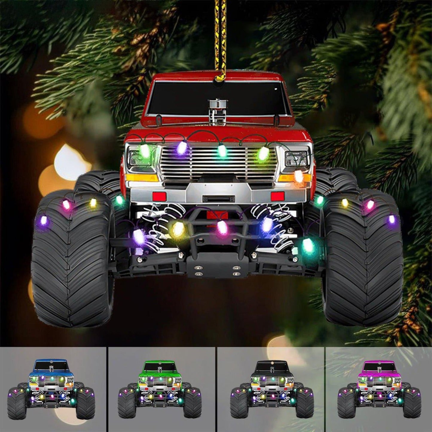 Personalized Monster Truck Christmas Ornament, Custom Name Truck Rider Ornament ON1052