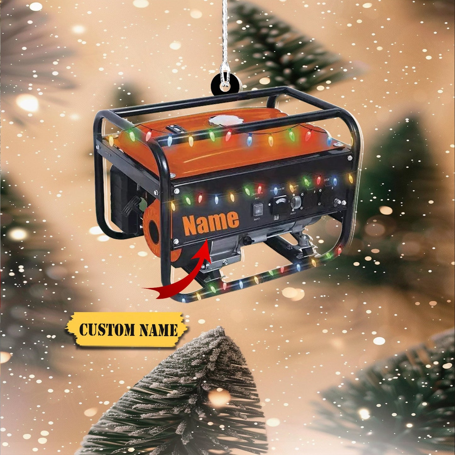 Personalized Generator Electric Christmas Light Ornament, Custom Name Electrician Lover Ornament ON1138