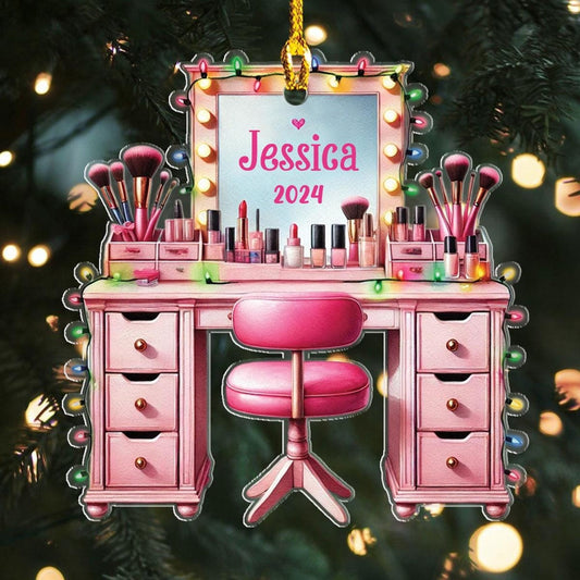 Personalized Set Makeup Christmas Ornament, Custom Name Makeup Artist Christmas Ornament ON0872