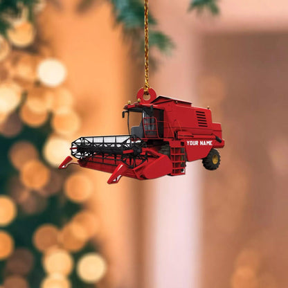 Personalized Red Combine Harvester Ornament, Custom Name Combine Harvester Ornament ON0933