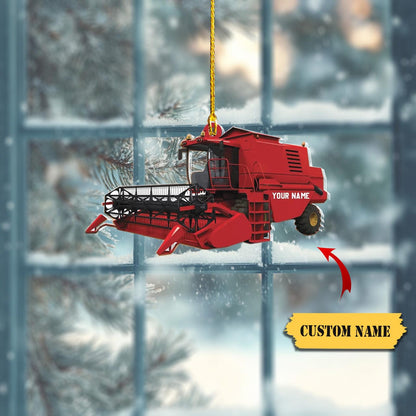 Personalized Red Combine Harvester Ornament, Custom Name Combine Harvester Ornament ON0933