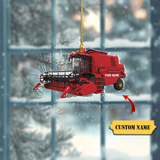 Personalized Red Combine Harvester Ornament, Custom Name Combine Harvester Ornament ON0933