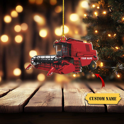 Personalized Red Combine Harvester Ornament, Custom Name Combine Harvester Ornament ON0933