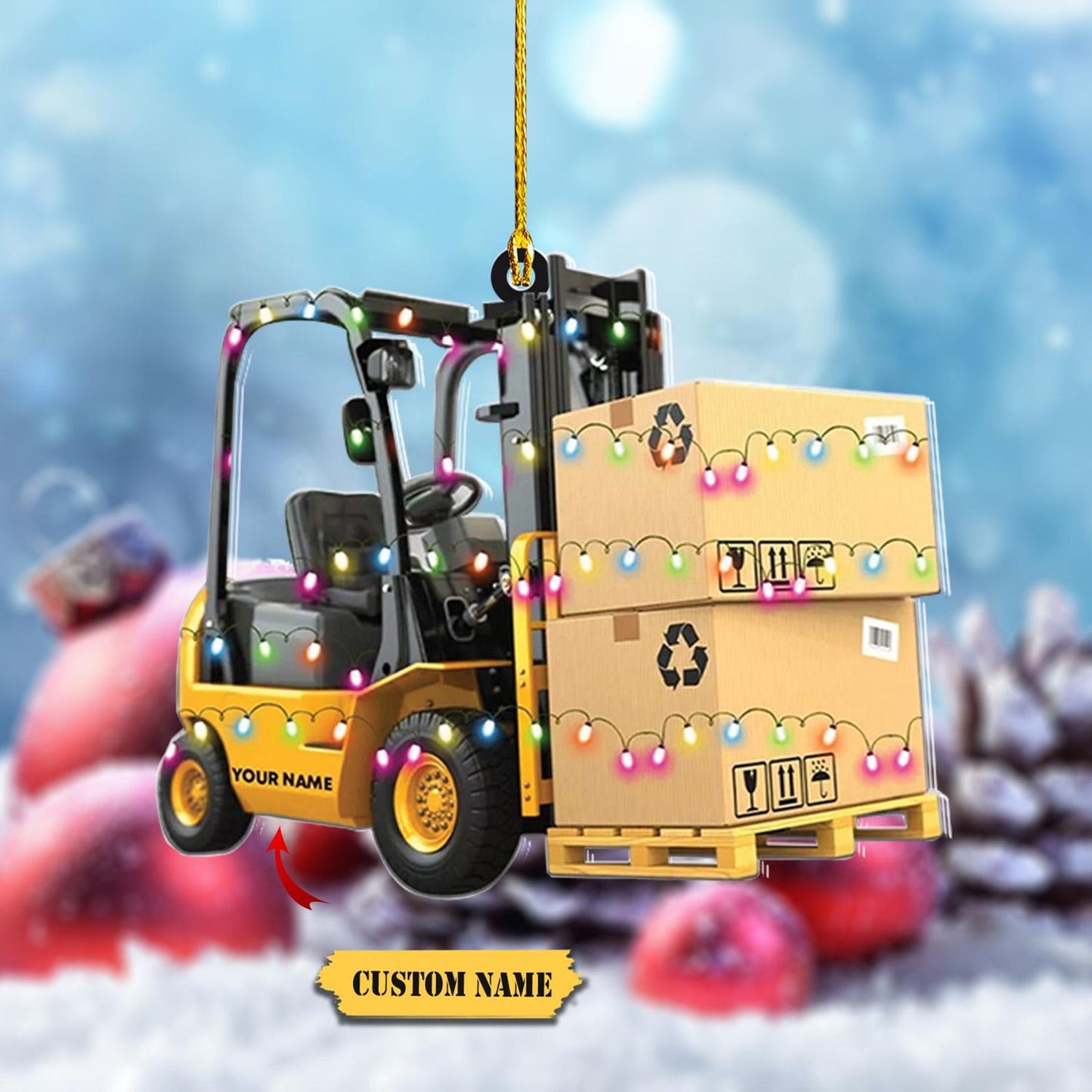 Personalized Forklift Truck Light Christmas Ornament, Custom Forklift Truck Xmas Ornament 2024 With Name ON0932