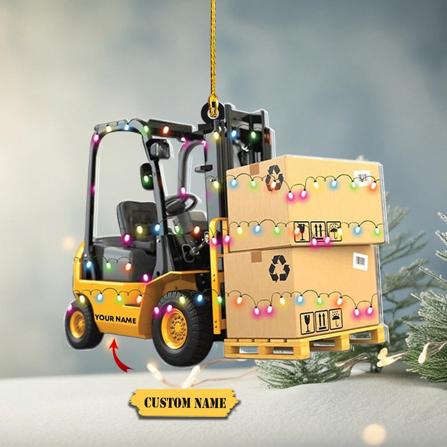 Personalized Forklift Truck Light Christmas Ornament, Custom Forklift Truck Xmas Ornament 2024 With Name ON0932