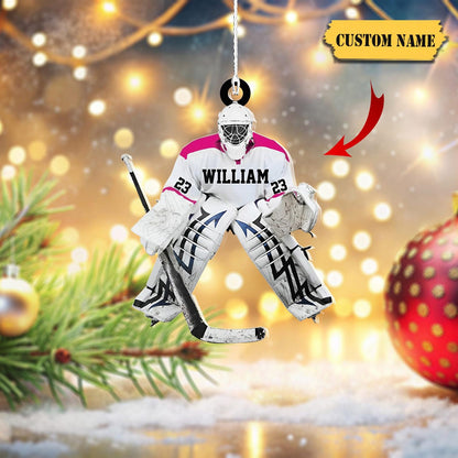 Personalized Hockey Goalie Christmas Ornament, Custom Name Hockey Players Ornament ON1572