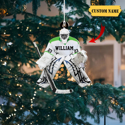 Personalized Hockey Goalie Christmas Ornament, Custom Name Hockey Players Ornament ON1572