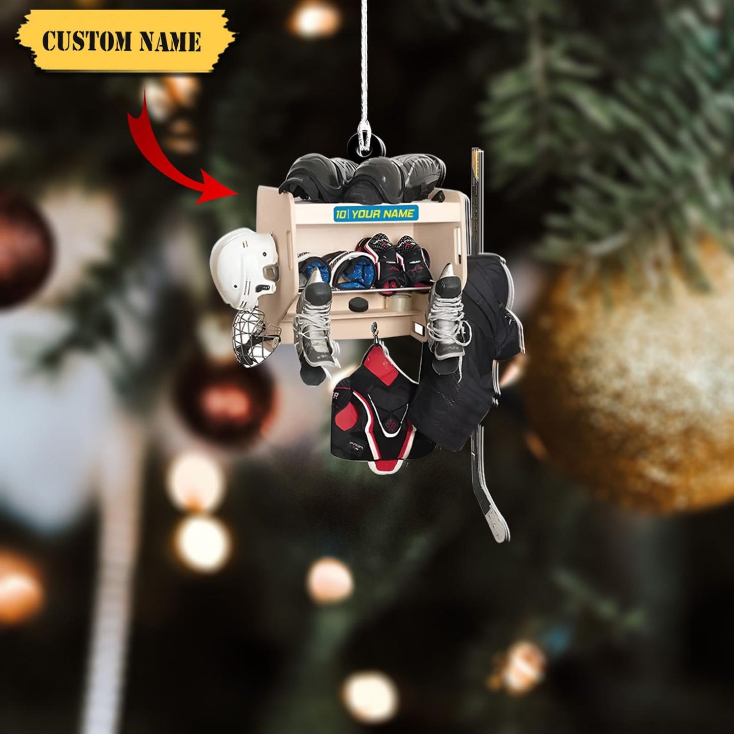 Personalized Hockey Closet Christmas Ornament, Custom Name Hockey Player Ornament ON1104