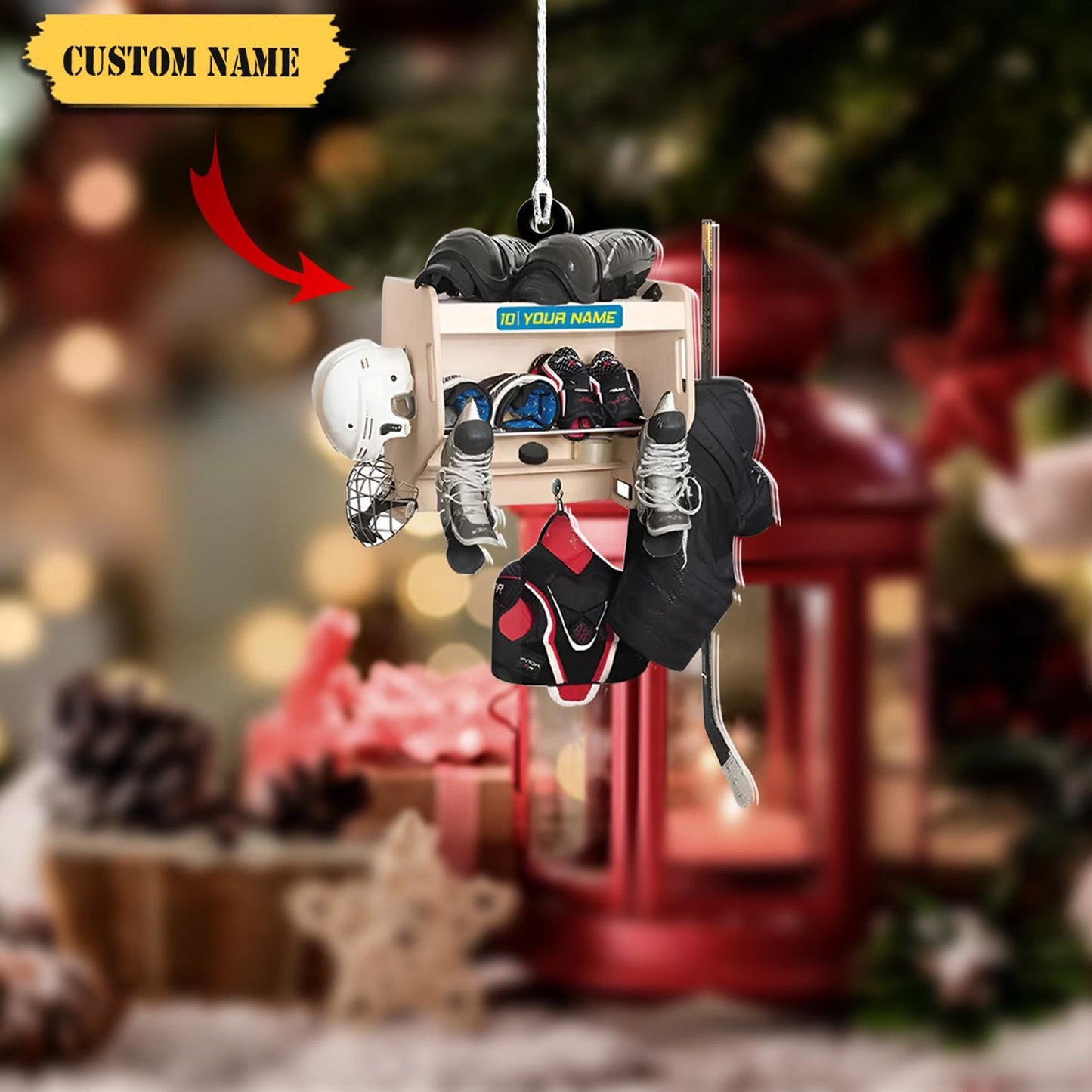 Personalized Hockey Closet Christmas Ornament, Custom Name Hockey Player Ornament ON1104