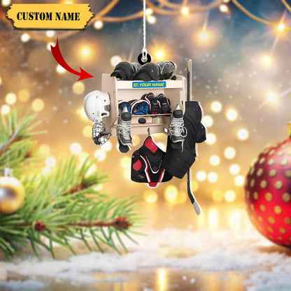 Personalized Hockey Closet Christmas Ornament, Custom Name Hockey Player Ornament ON1104