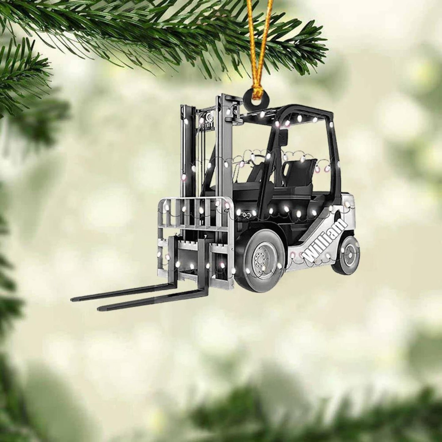 Personalized Forklift Truck Christmas Ornament, Custom Name Forklift Truck Drivers Xmas Ornament ON1044