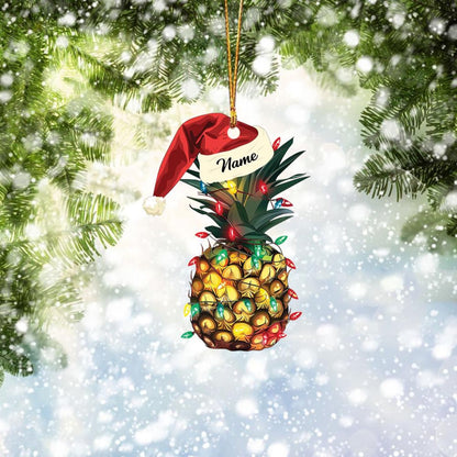 Personalized Pineapple Christmas Light Ornament, Custom Name Pineapple Lovers Xmas Ornament ON1469