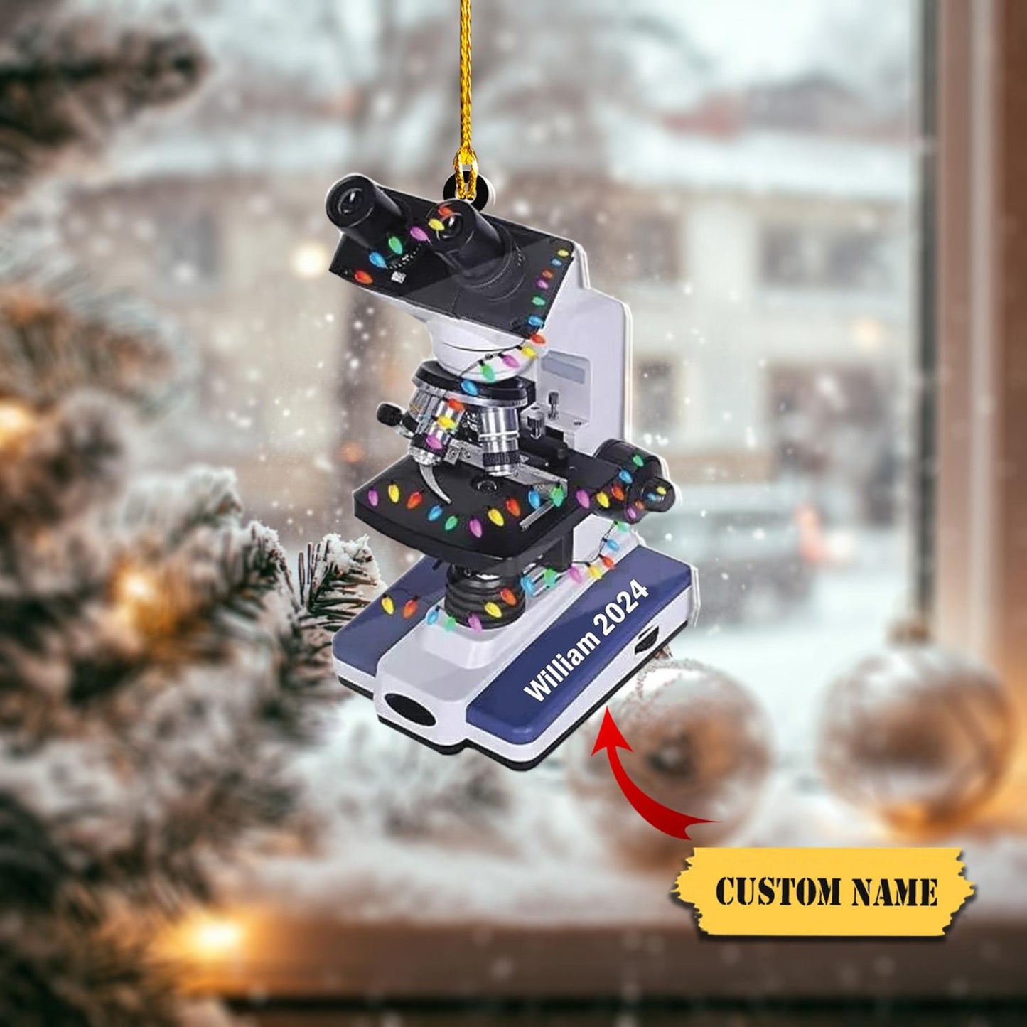 Personalized Medical Microscope Christmas Ornament, Custom Pharmacist Ornament With Name ON0885