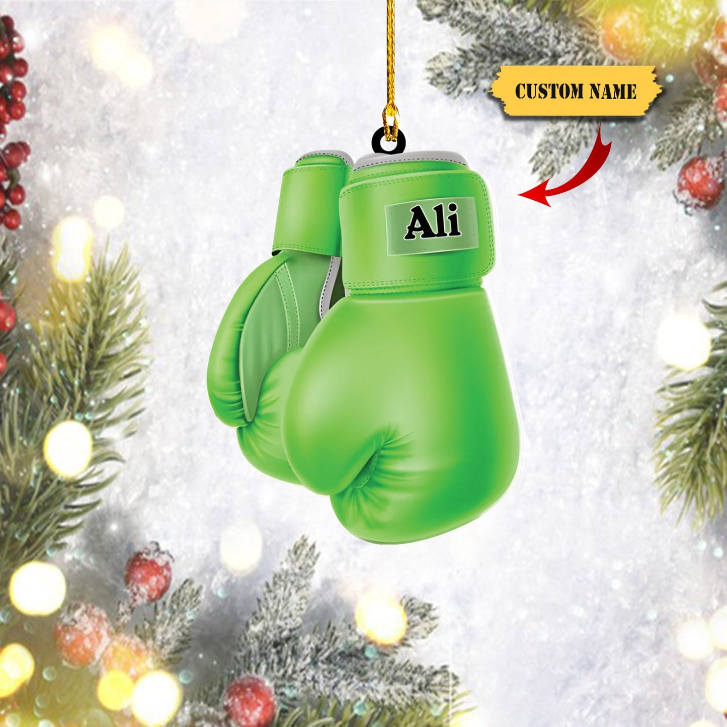 Personalized Boxing Glove Acrylic Christmas Ornament, Custom Name Boxing Lover Ornament ON1709