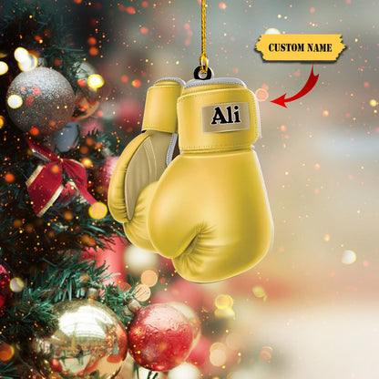 Personalized Boxing Glove Acrylic Christmas Ornament, Custom Name Boxing Lover Ornament ON1709