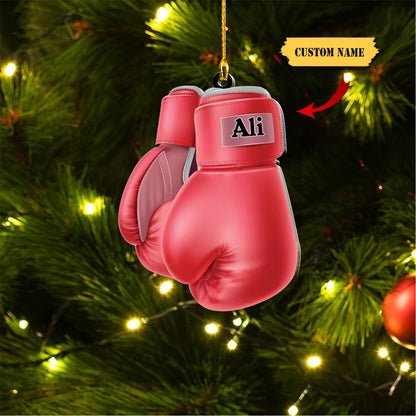 Personalized Boxing Glove Acrylic Christmas Ornament, Custom Name Boxing Lover Ornament ON1709