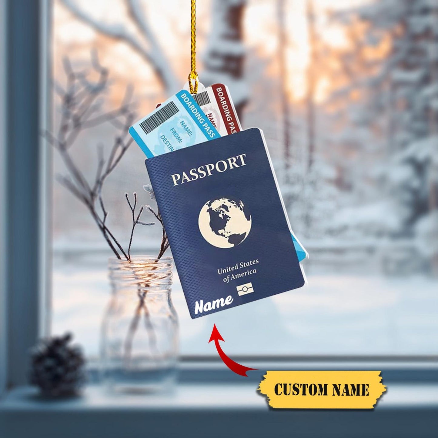 Personalized Passport Travel Christmas Ornament, Custom Travel Keepsake Lover Ornament ON0852