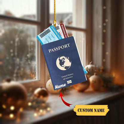 Personalized Passport Travel Christmas Ornament, Custom Travel Keepsake Lover Ornament ON0852