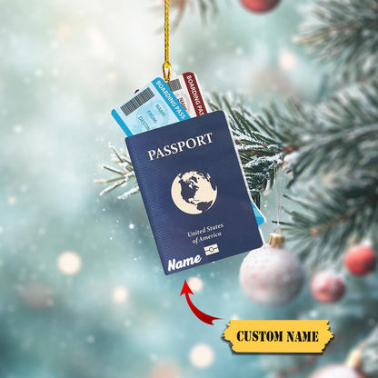 Personalized Passport Travel Christmas Ornament, Custom Travel Keepsake Lover Ornament ON0852