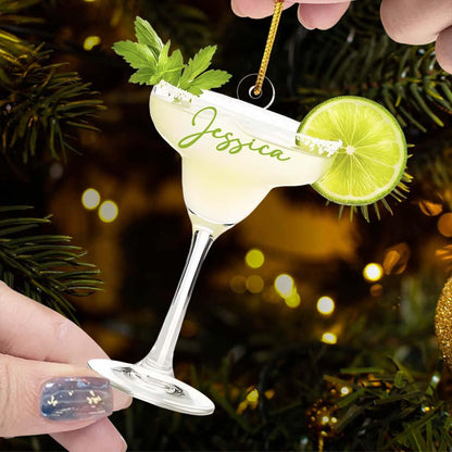 Personalized Cocktail Margarita Christmas Ornament, Custom Name Cocktail Margarita Lover Ornament ON1048