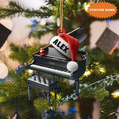 Personalized Piano Christmas Ornament, Custom Name Piano Lovers Piano Player Ornament ON1069