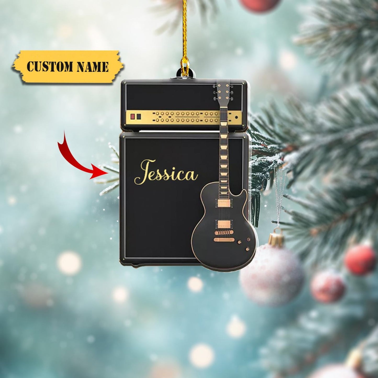 Personalized Guitar Ornament, Custom Name Guitarist Ornament ON1286