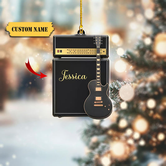 Personalized Guitar Ornament, Custom Name Guitarist Ornament ON1286