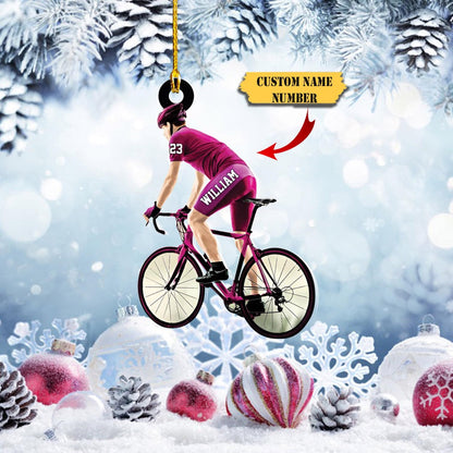 Personalized Male Cyclist Ornament, Custom Name Cyclists Christmas Ornament ON1660