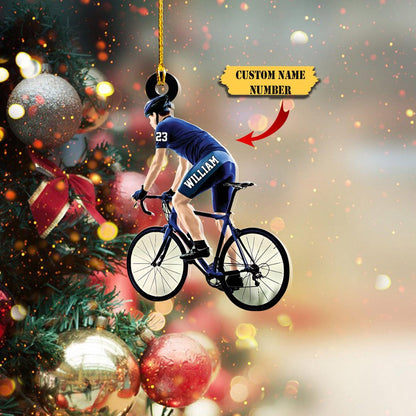 Personalized Male Cyclist Ornament, Custom Name Cyclists Christmas Ornament ON1660