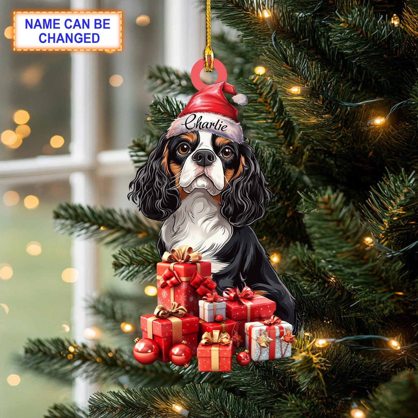 Personalized Cavalier King Charles Spaniel Dog Christmas Ornament, Custom Cavalier King Charles Spaniel Ornament ON1122