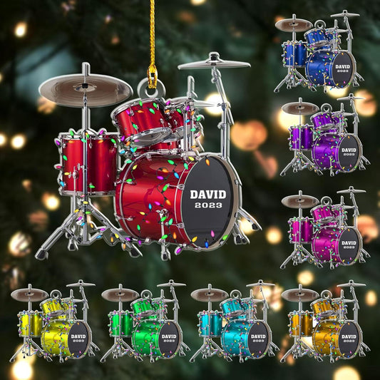 Personalized Drum Set Christmas Ornament, Custom Name Drummer Drum Lovers Ornament ON1155