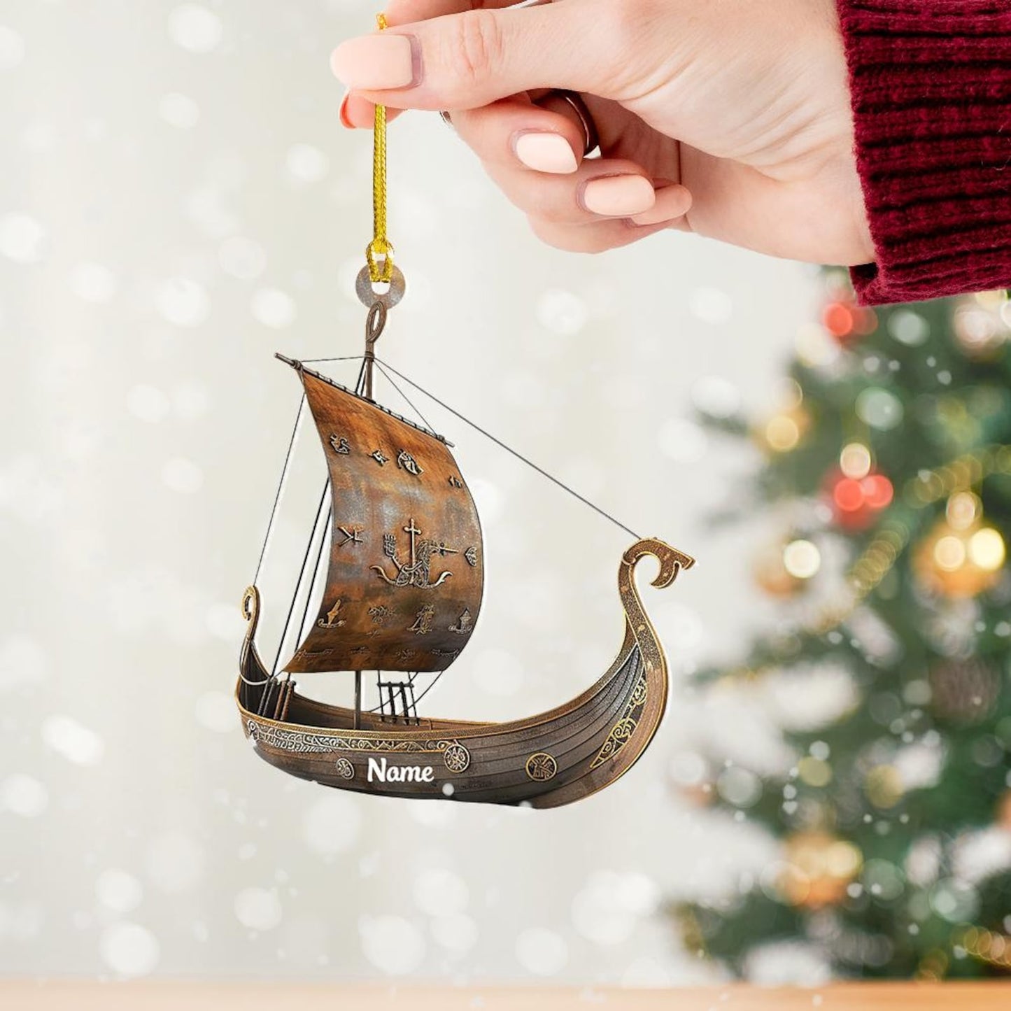 Personalized Viking Ship Christmas Ornament, Custom Name Loved Viking Ship Ornament ON1274