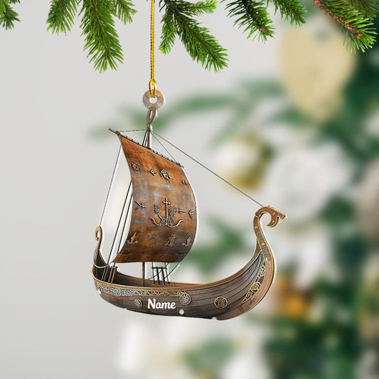 Personalized Viking Ship Christmas Ornament, Custom Name Loved Viking Ship Ornament ON1274