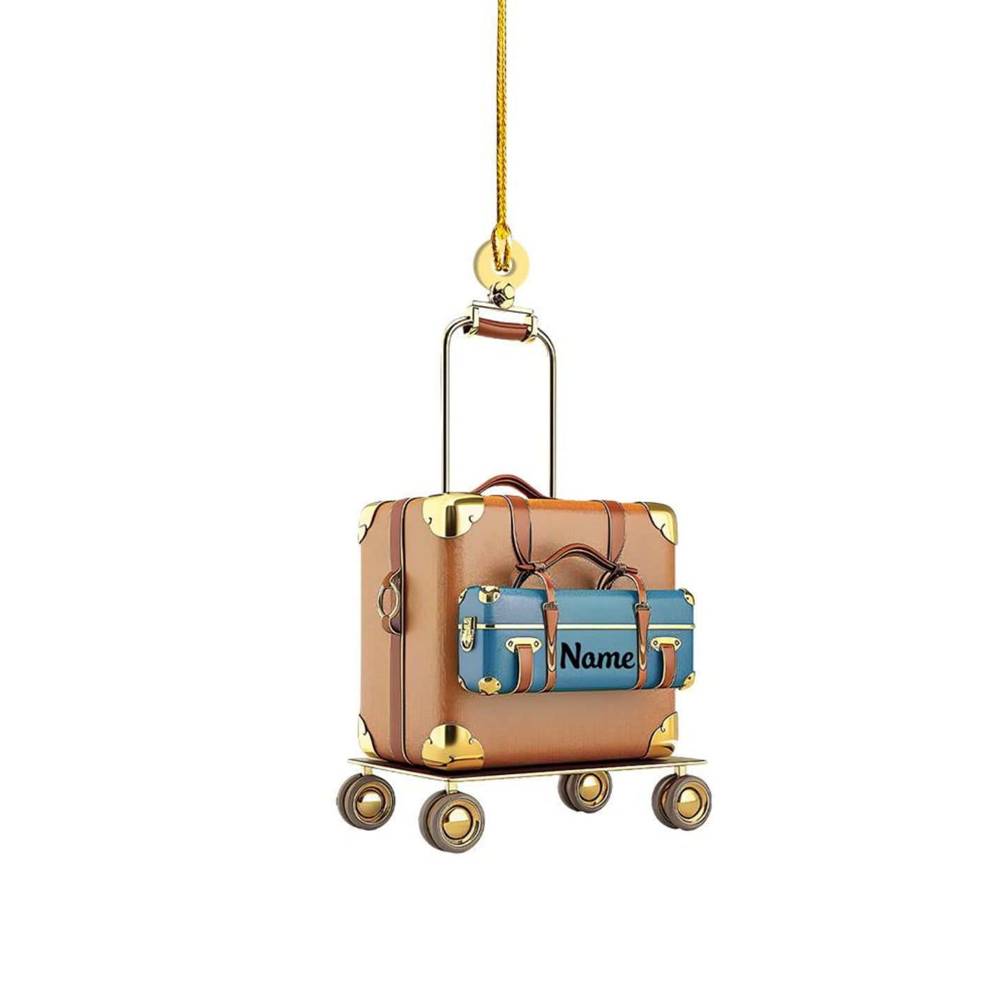 Personalized Luggage Trolley Cart Christmas Ornament, Custom Luggage Trolley Car Ornament With Name ON0743