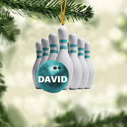 Personalized Bowling Pins Christmas Ornament, Custom Name Bowling Player Ornament ON1174