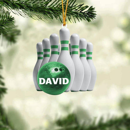 Personalized Bowling Pins Christmas Ornament, Custom Name Bowling Player Ornament ON1174