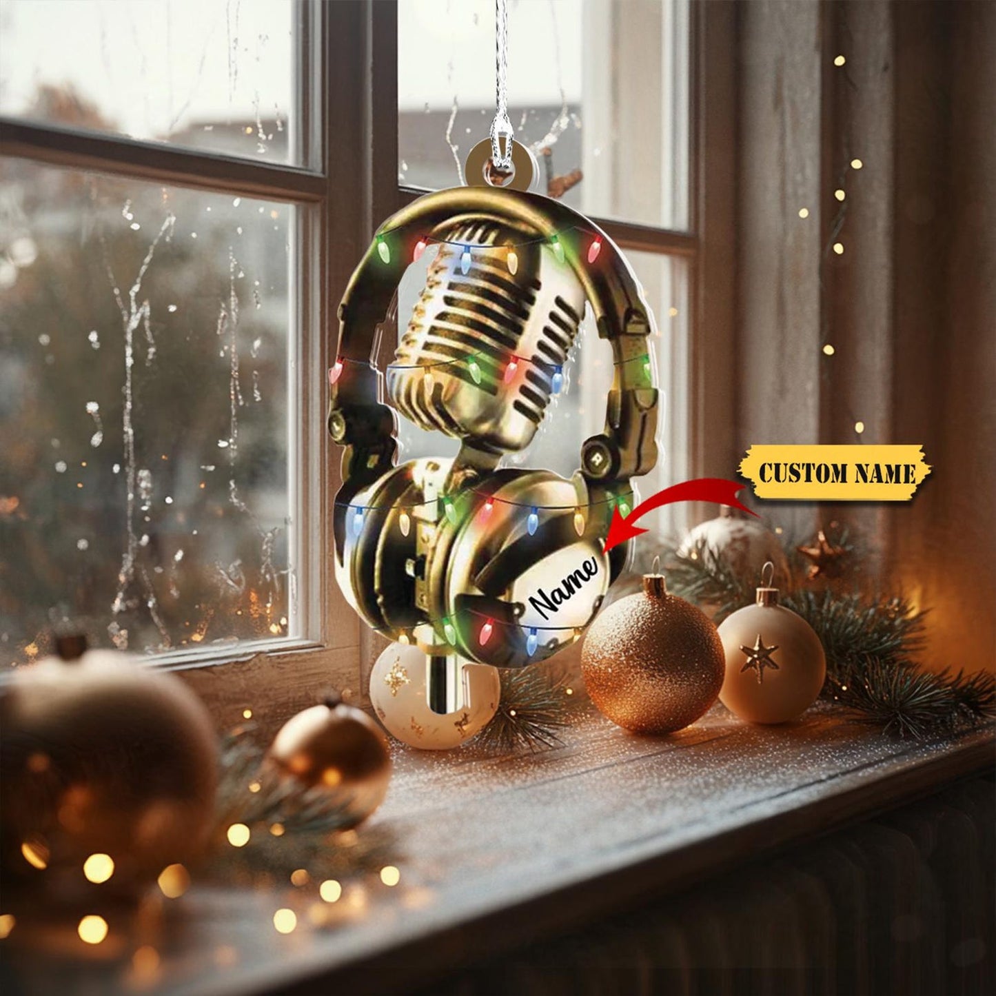 Personalized Microphone Radio Christmas Ornament 2024, Custom Name Microphone Lovers Ornament ON0735