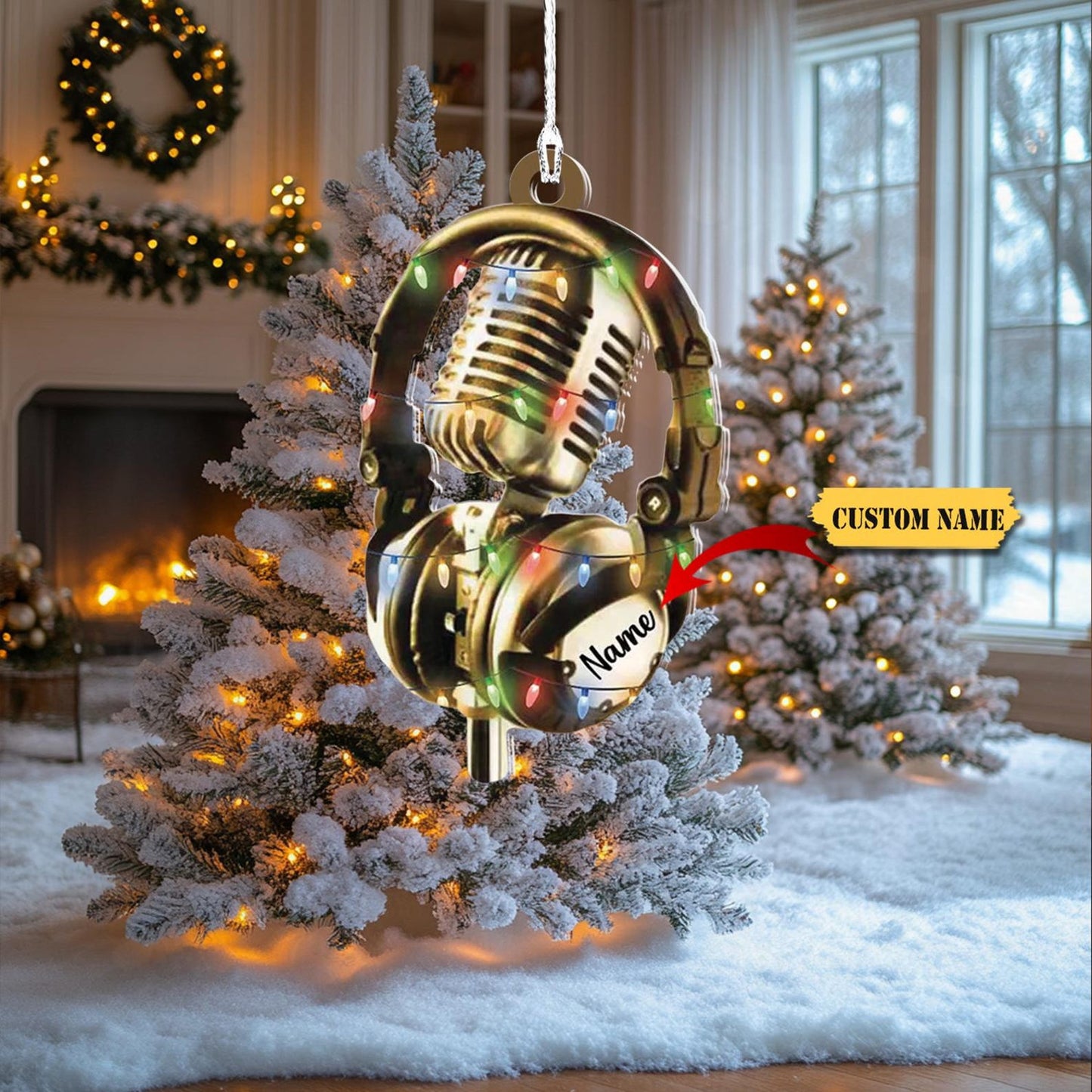 Personalized Microphone Radio Christmas Ornament 2024, Custom Name Microphone Lovers Ornament ON0735