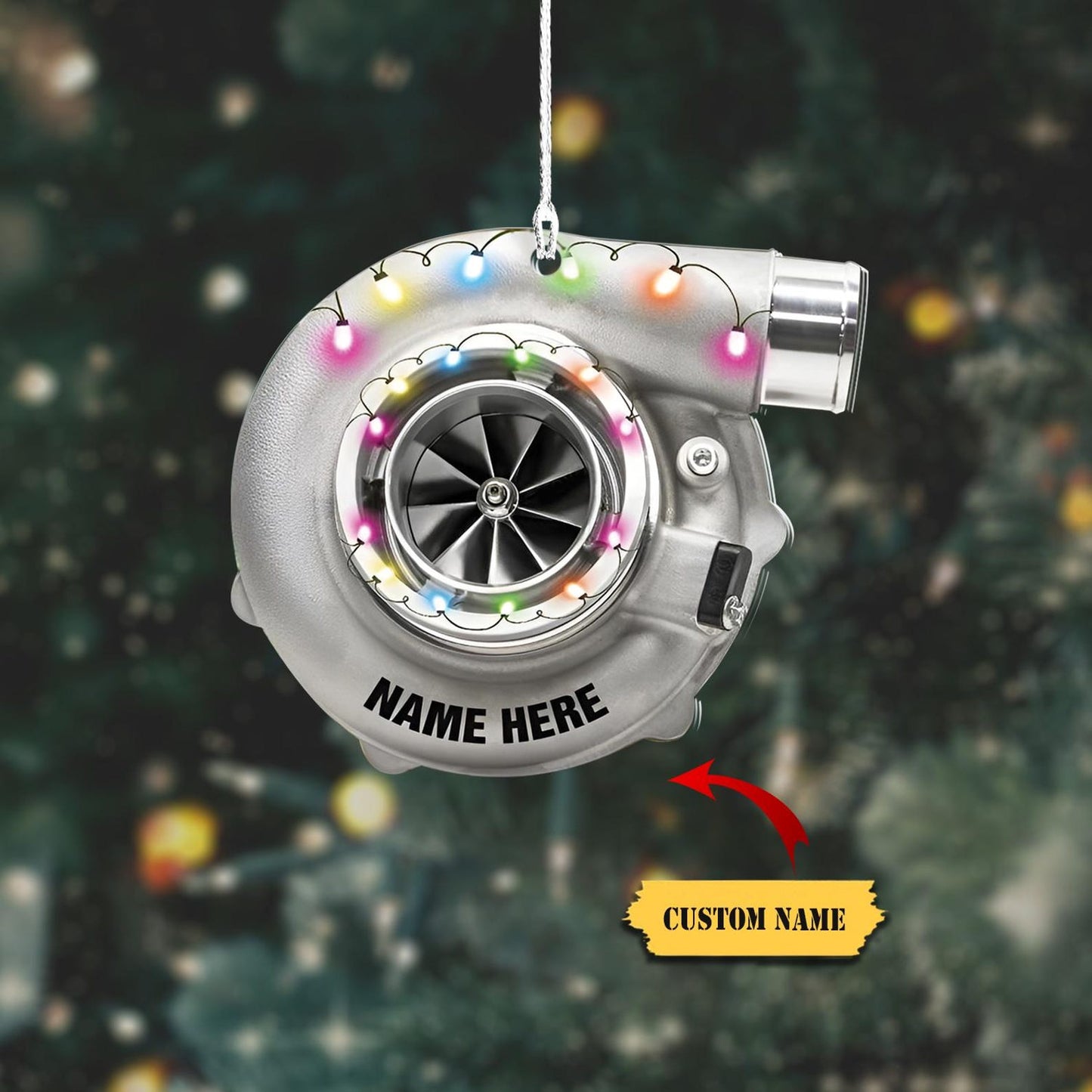 Personalized Turbocharger Light Christmas Ornament, Custom Mechanical Xmas Ornament With Name ON1190