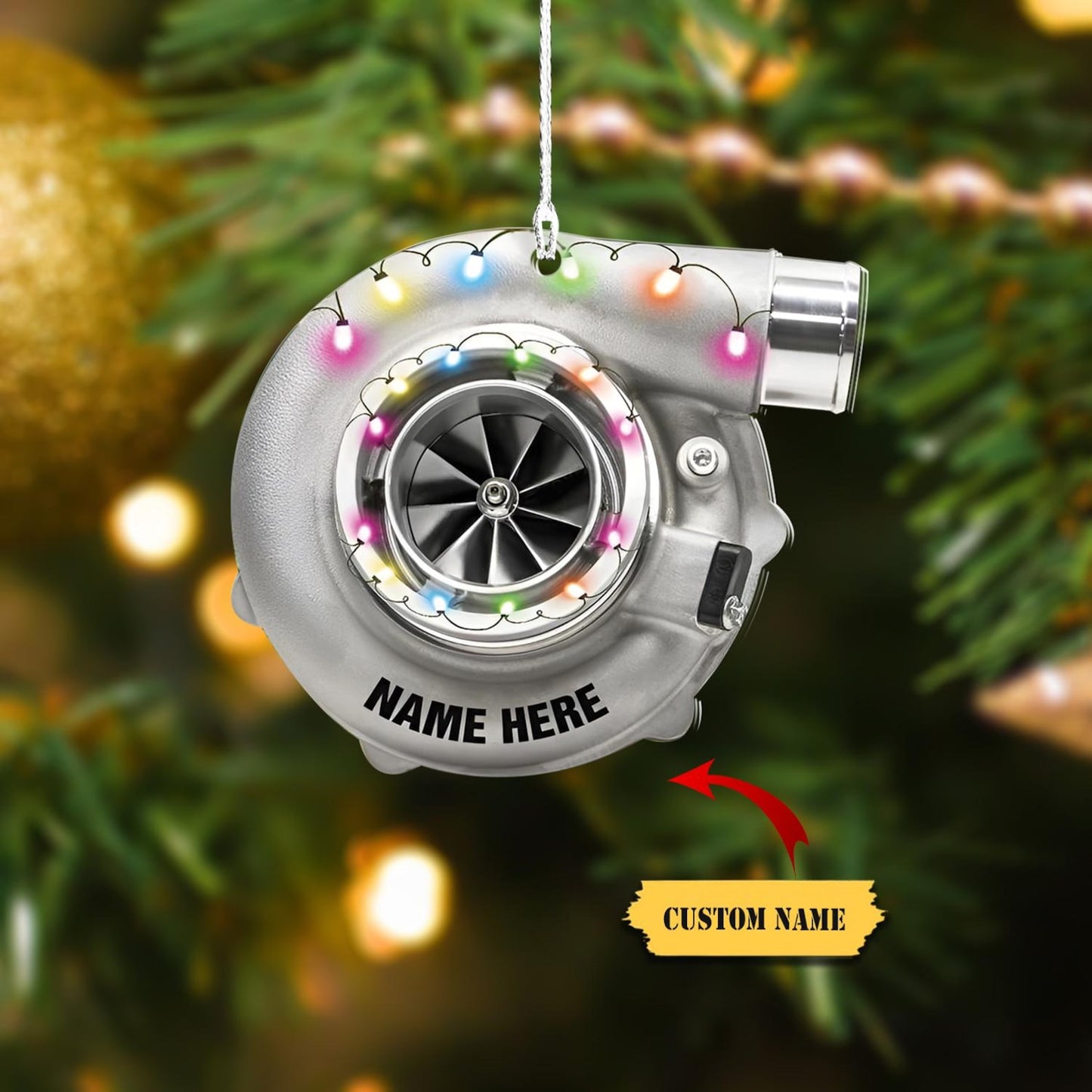 Personalized Turbocharger Light Christmas Ornament, Custom Mechanical Xmas Ornament With Name ON1190