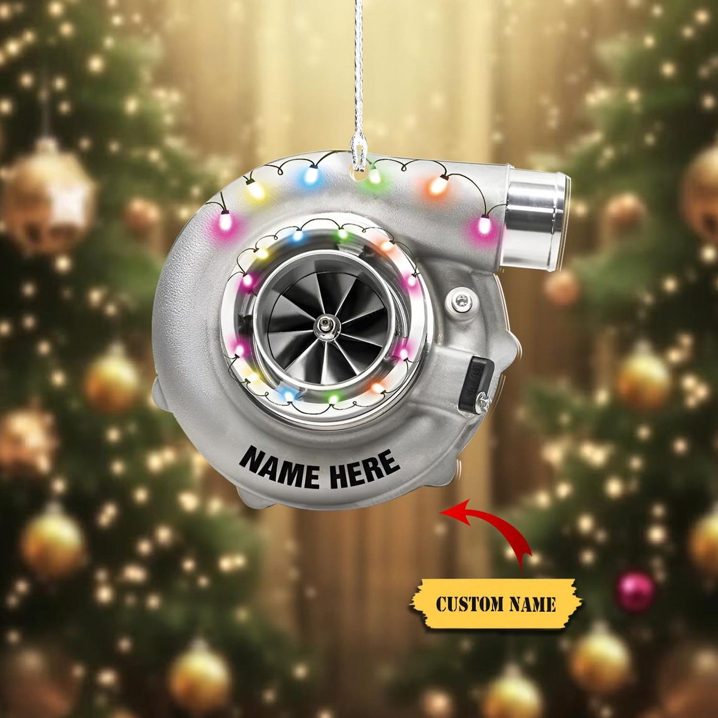 Personalized Turbocharger Light Christmas Ornament, Custom Mechanical Xmas Ornament With Name ON1190