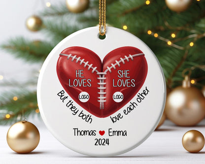 Personalized House Divided Football Couple Ornament, Custom Team Logo House Divided Football Ornament ON1094