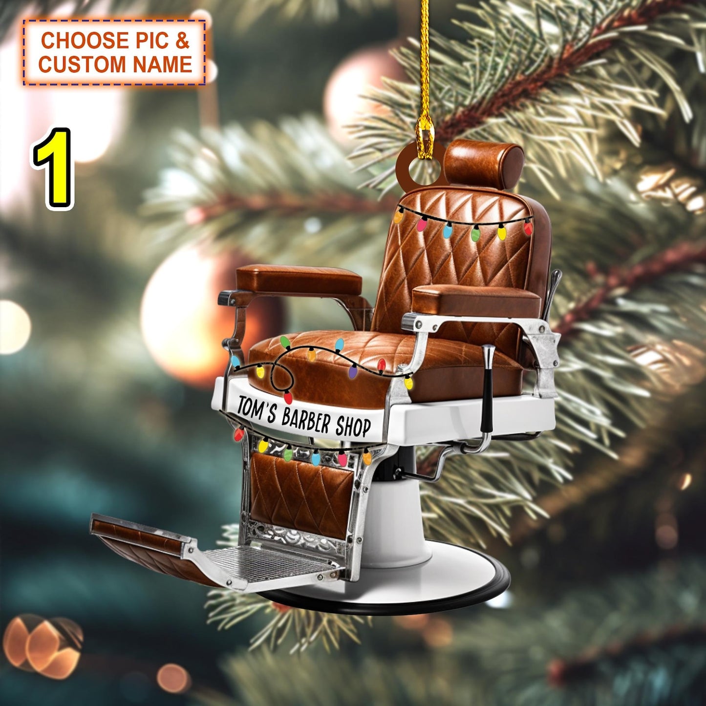 Personalized Barber Chair Christmas Ornament, Custom Baber Xmas Ornament With Name ON1124