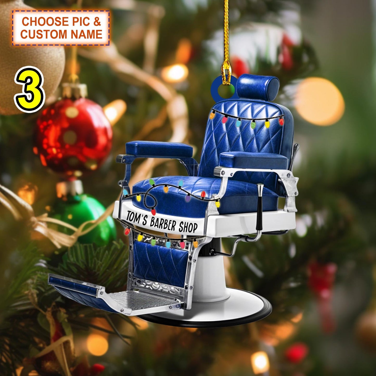 Personalized Barber Chair Christmas Ornament, Custom Baber Xmas Ornament With Name ON1124