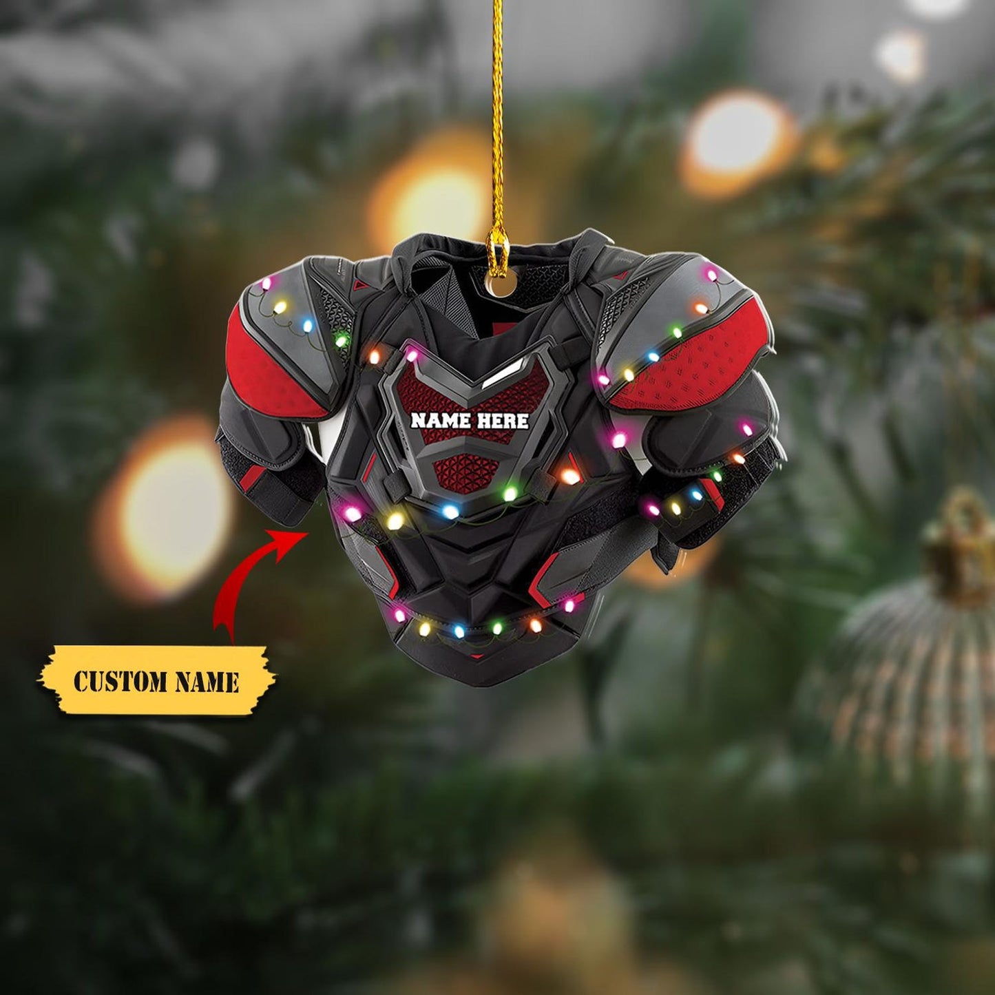 Personalized Hockey Shoulder Pads Light Christmas Ornament, Custom Name Hockey Player Xmas Ornament ON0938